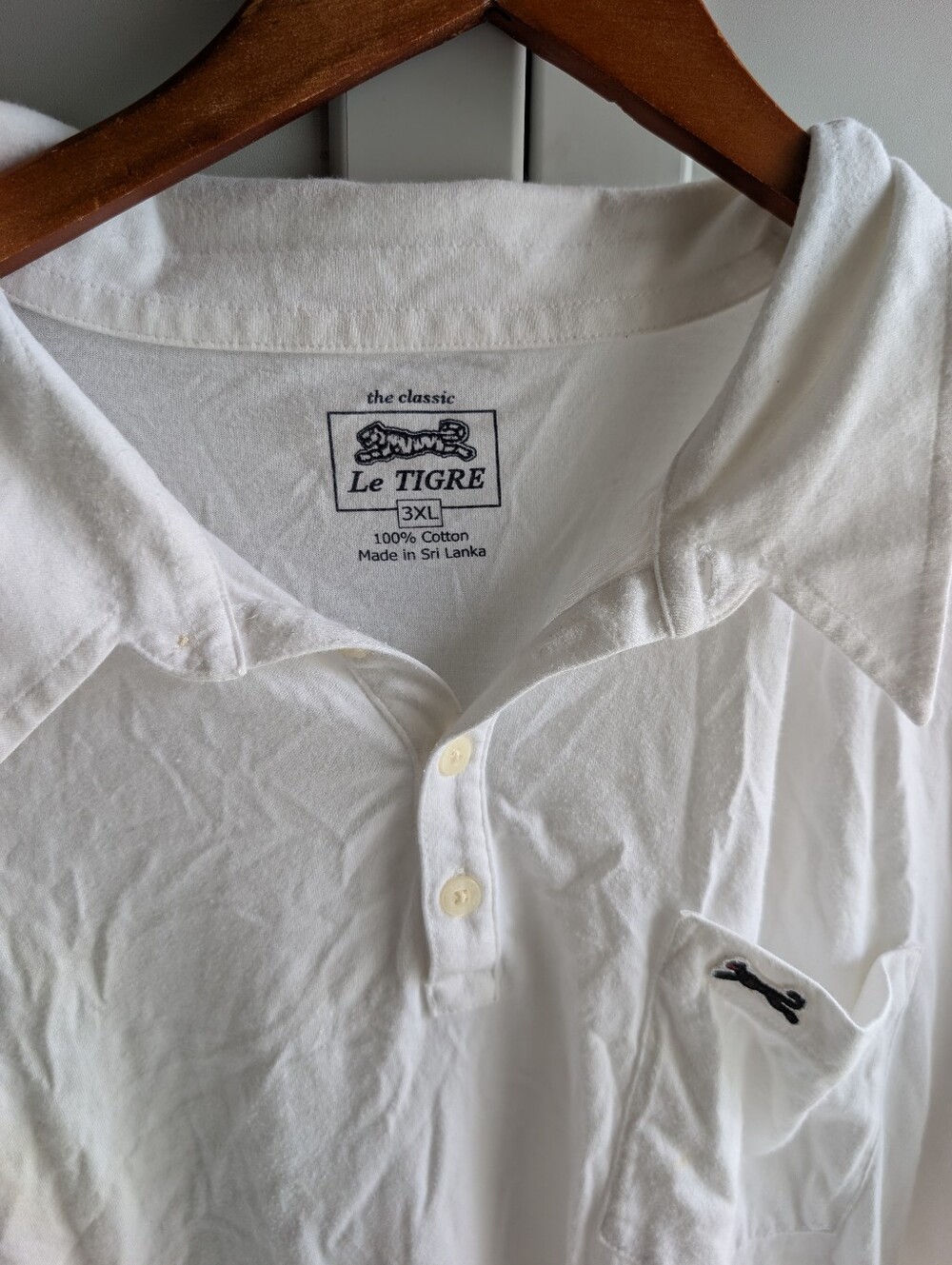 Le Tigre White Men’s Polo Shirt with Embroidered Logo - 3XL